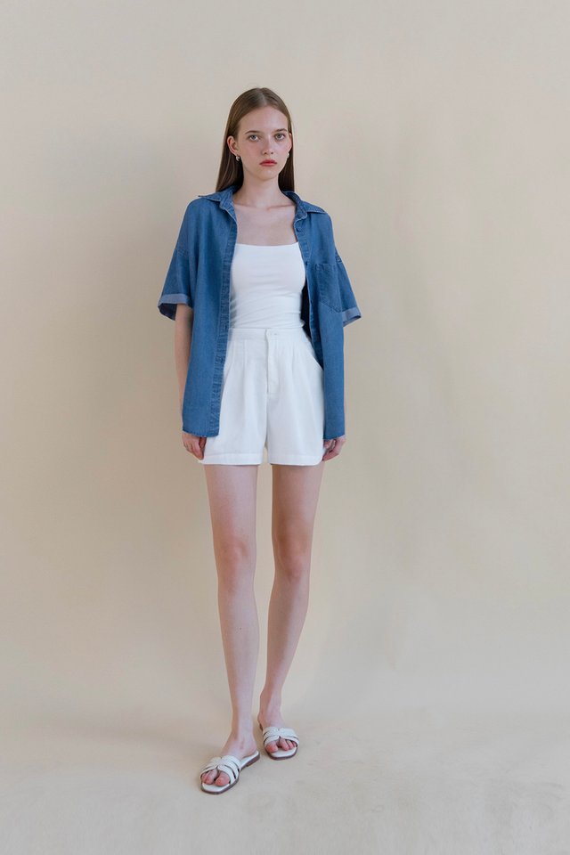 ASHER DENIM SHORT SLEEVE SHIRT MIDWASH