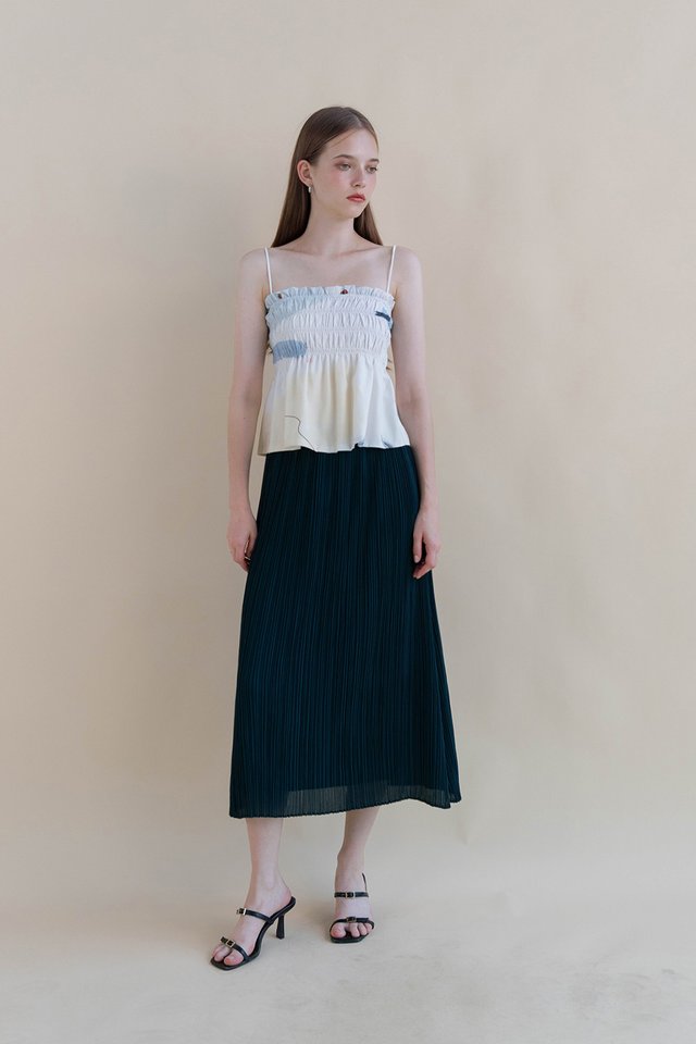 IMELDA PLEATED FLARE SKIRT TEAL