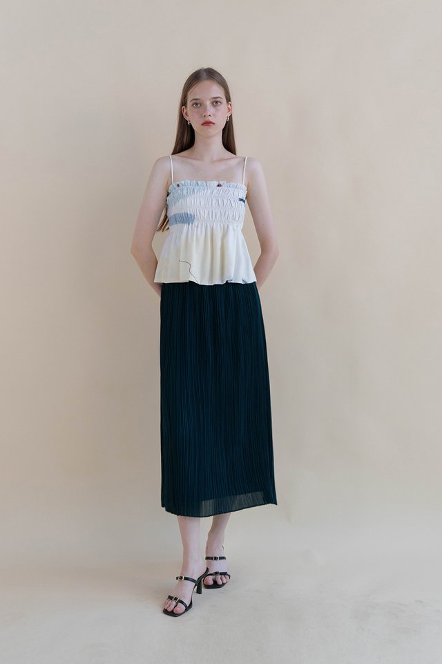 IMELDA PLEATED FLARE SKIRT TEAL
