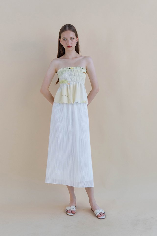 IMELDA PLEATED FLARE SKIRT WHITE