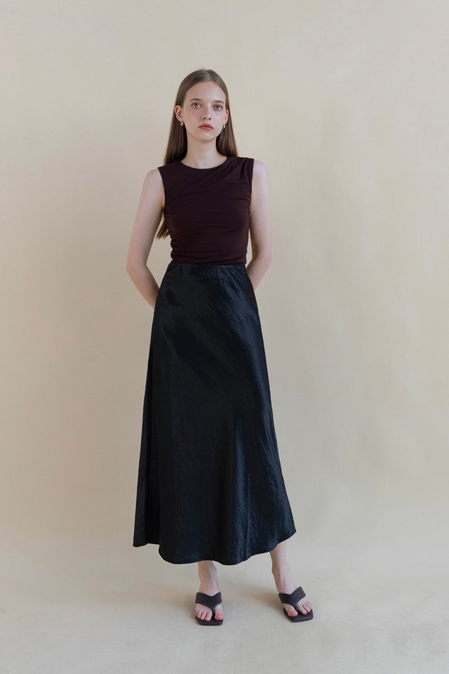 KARLA RUCHED SIDE TOP ESPRESSO