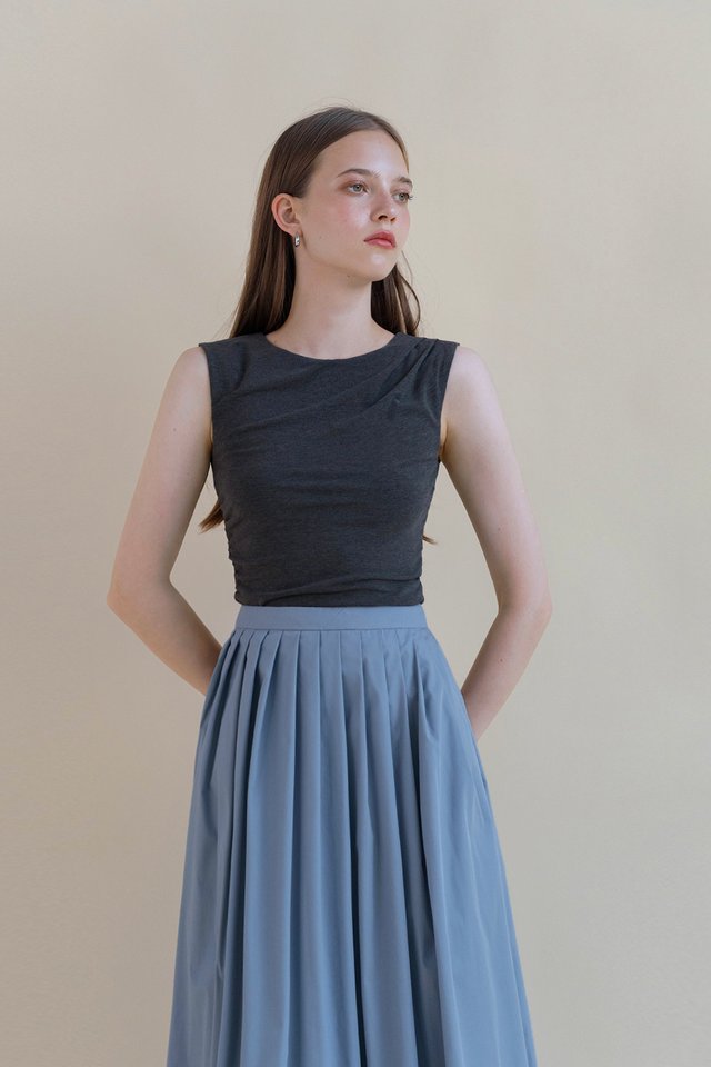 KARLA RUCHED SIDE TOP SLATE