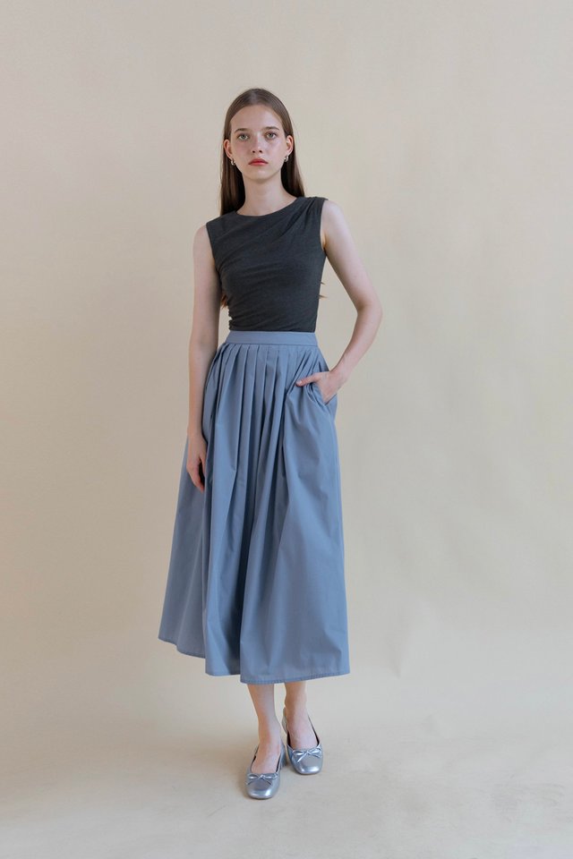 KARLA RUCHED SIDE TOP SLATE