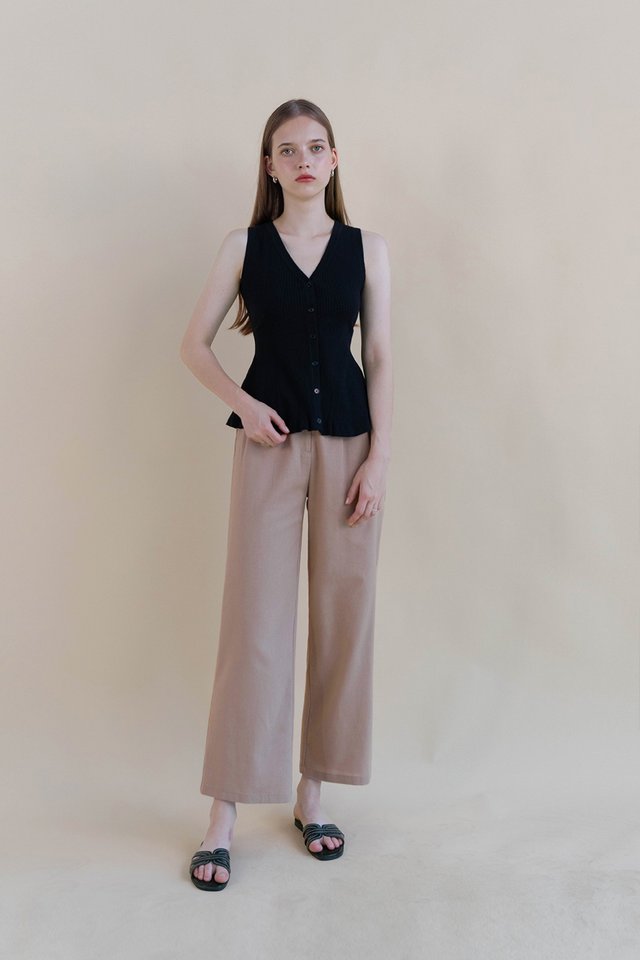 LESLIE LINEN FLARE PANTS (REGULAR) OAT
