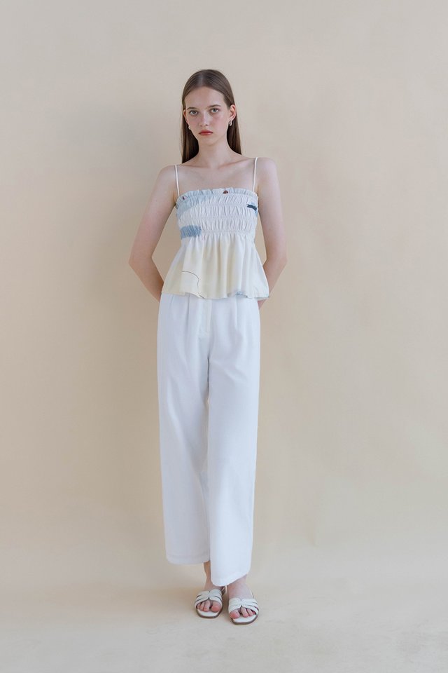 LESLIE LINEN FLARE PANTS (REGULAR) WHITE