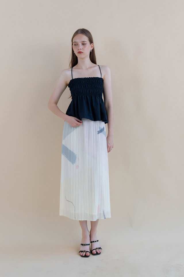 SYLVIE SHIRRED TOP MIDNIGHT