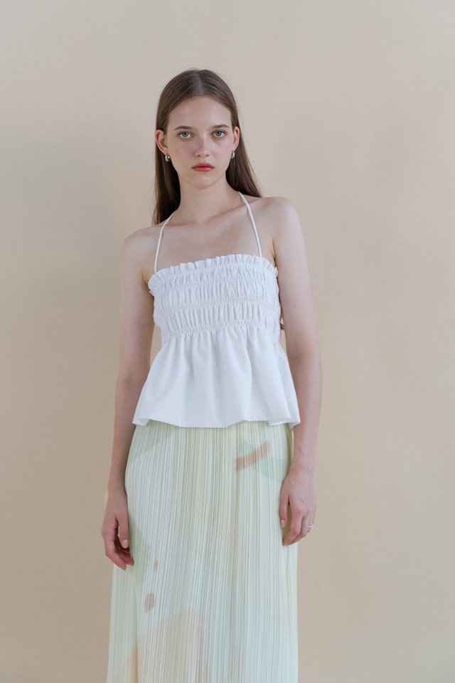 SYLVIE SHIRRED TOP WHITE