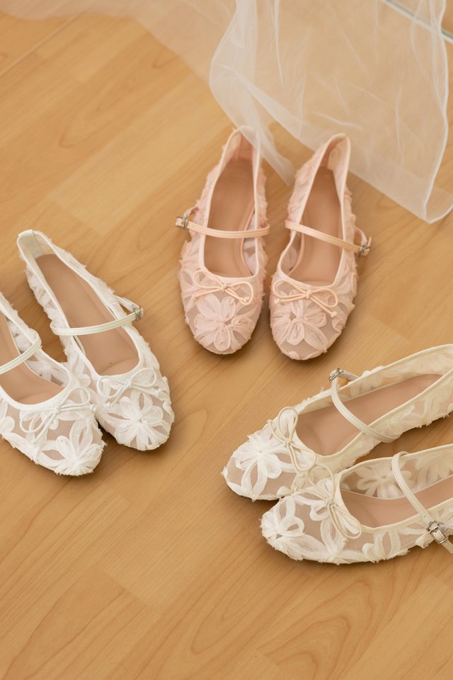 SEVYN FLORAL MESH MARY JANE FLATS PINK
