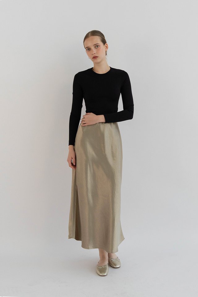 ZARA FITTED LONG SLEEVE TOP BLACK