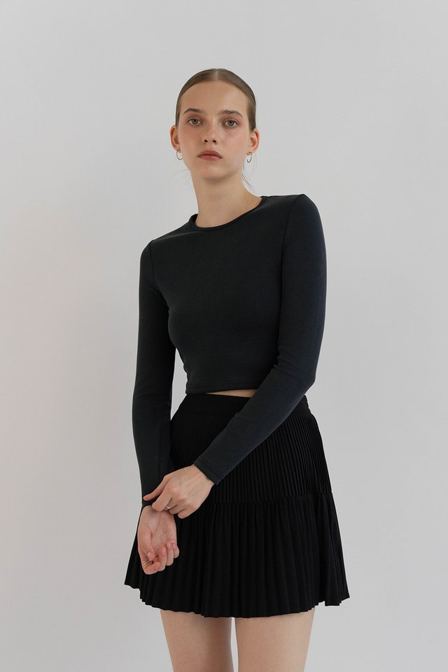 ZARA FITTED LONG SLEEVE TOP TRUFFLE