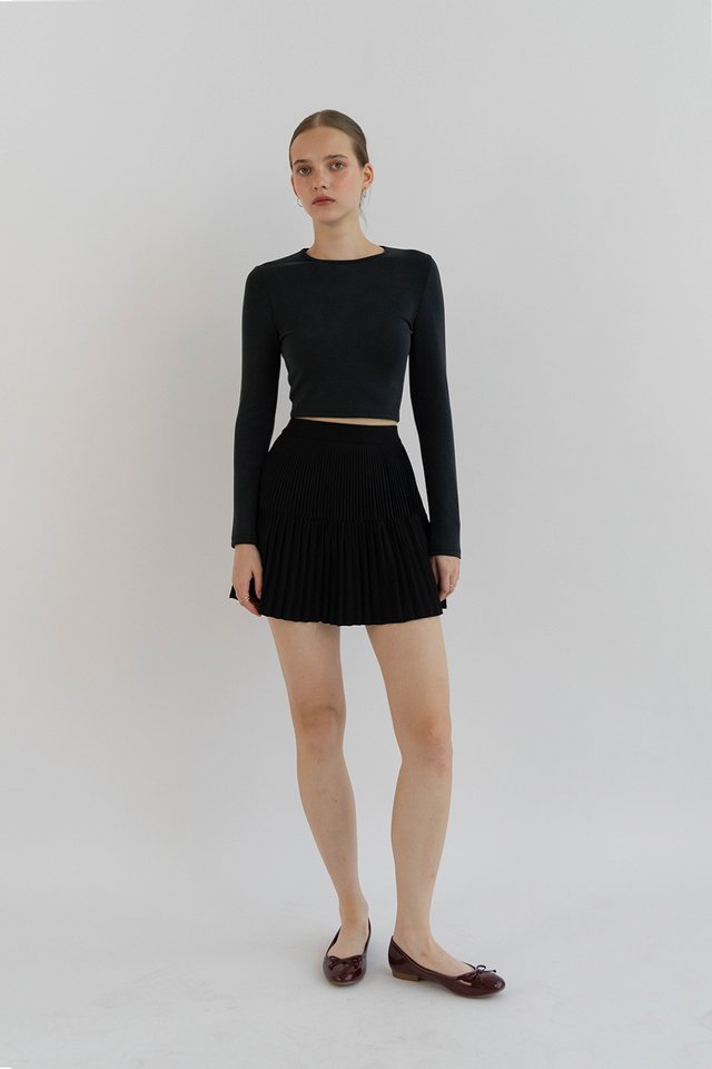 ZARA FITTED LONG SLEEVE TOP TRUFFLE