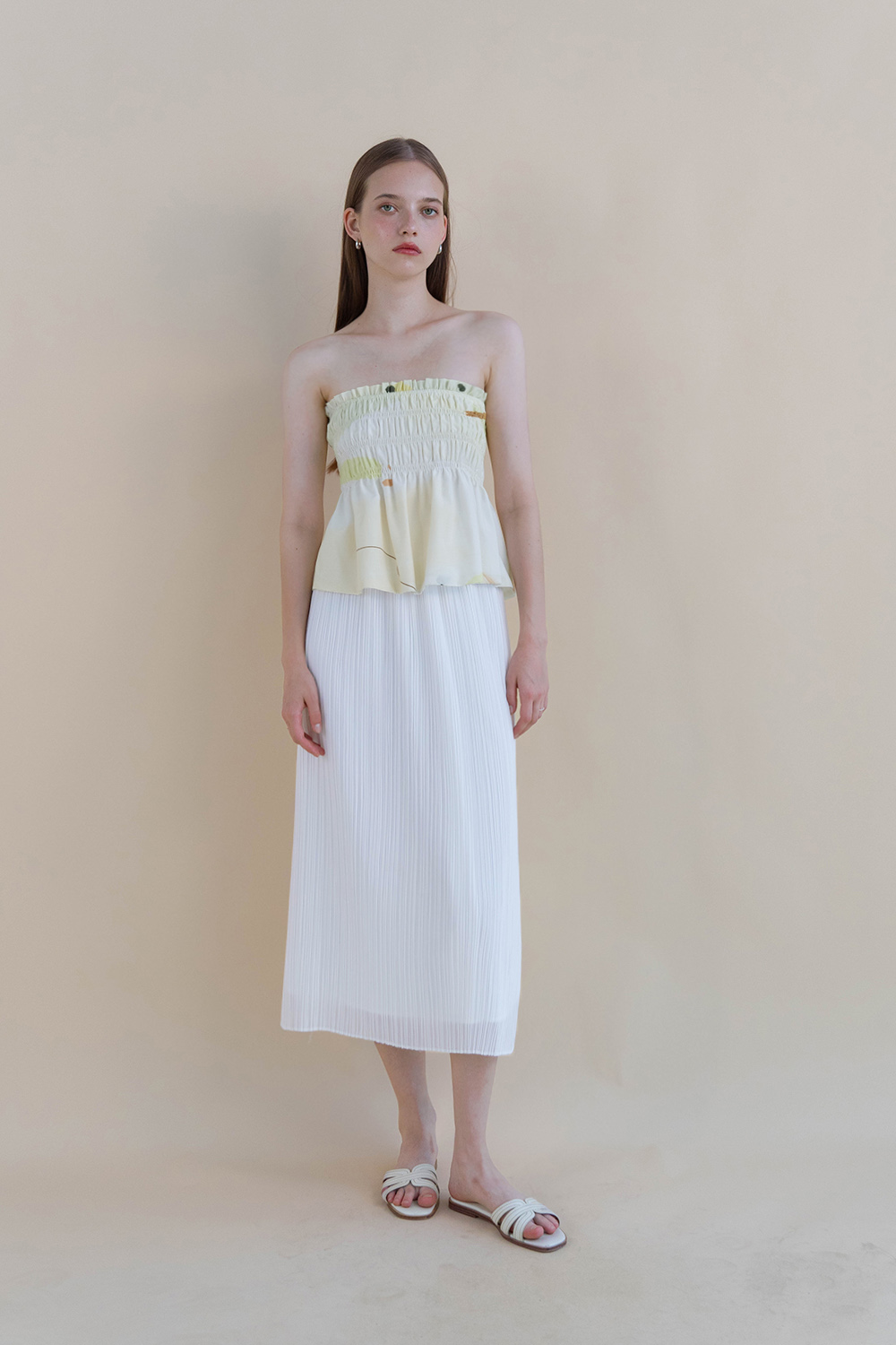 IMELDA PLEATED FLARE SKIRT WHITE | The Willow Label