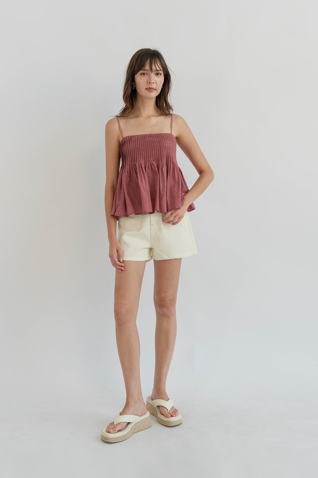 ALEXIS PATCH POCKET DENIM SHORTS ECRU