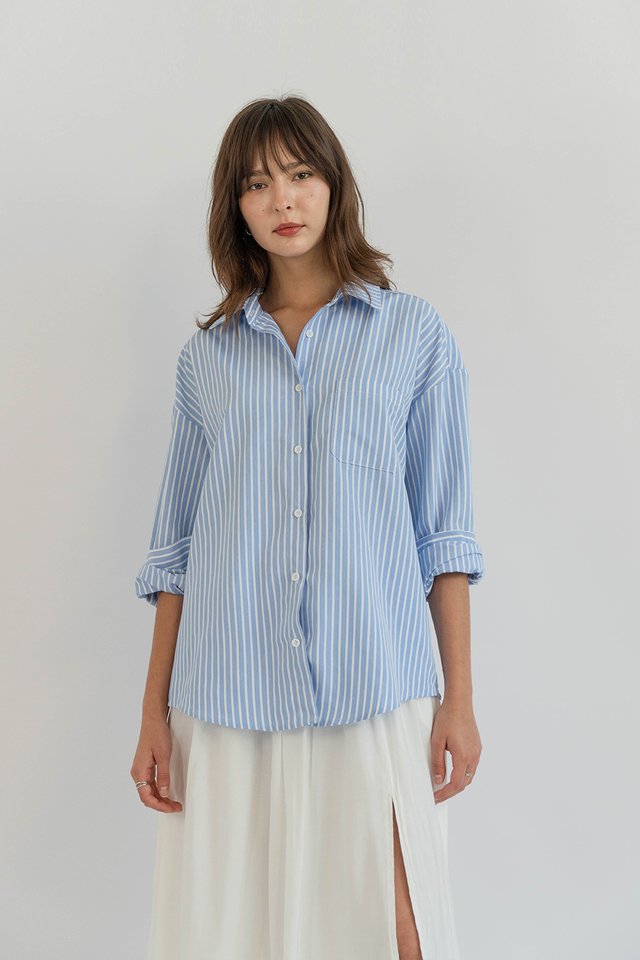 BRIE OVERSIZED SHIRT STRIPED BLUE