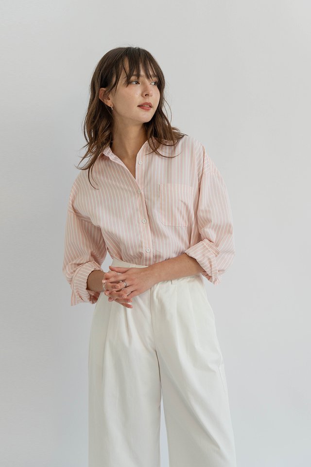 BRIE OVERSIZED SHIRT STRIPED PINK