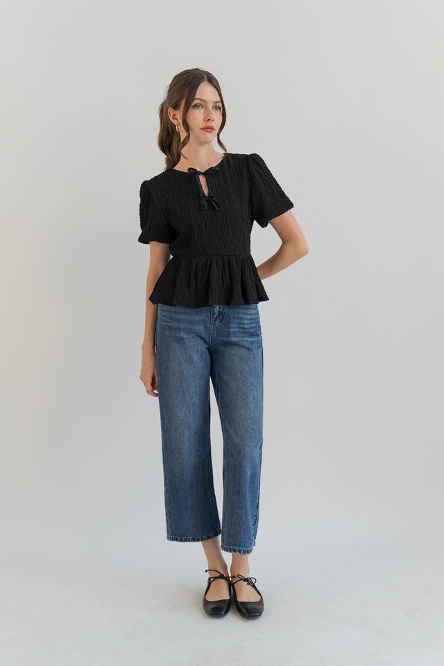CAMPBELL CROP FLARE DENIM JEANS DARK WASH