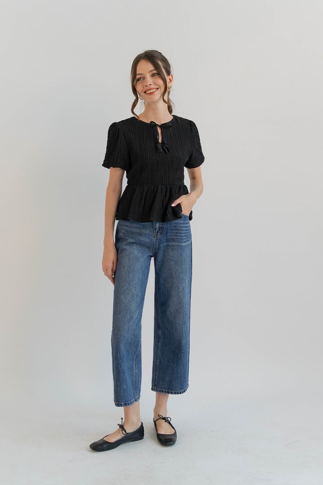 CAMPBELL CROP FLARE DENIM JEANS DARK WASH