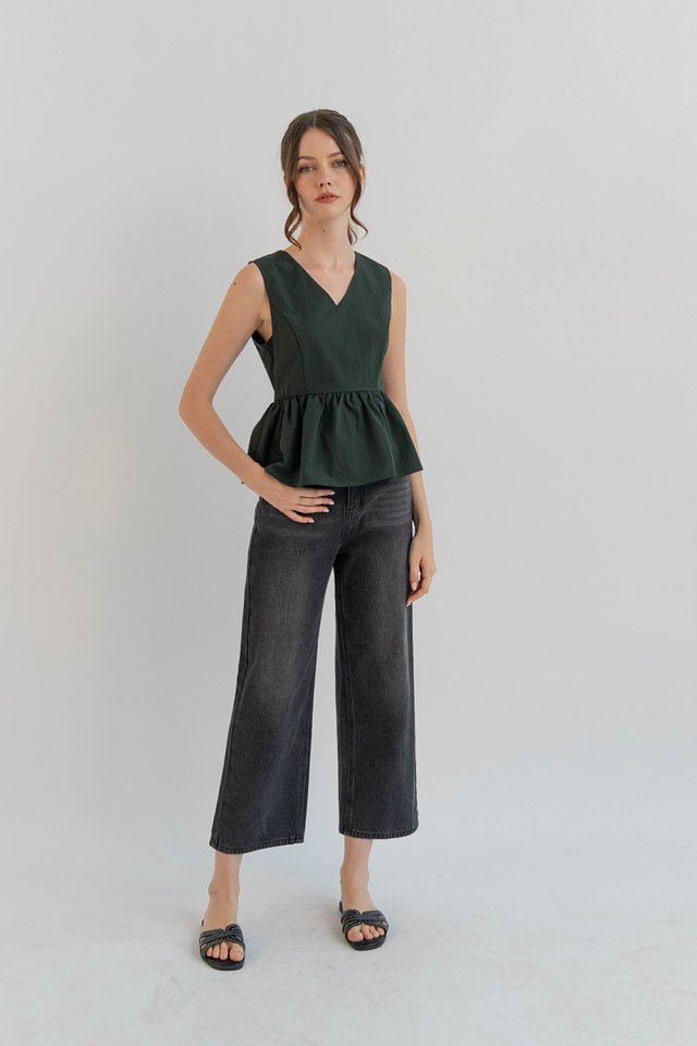 CAMPBELL CROP FLARE DENIM JEANS WASHED BLACK