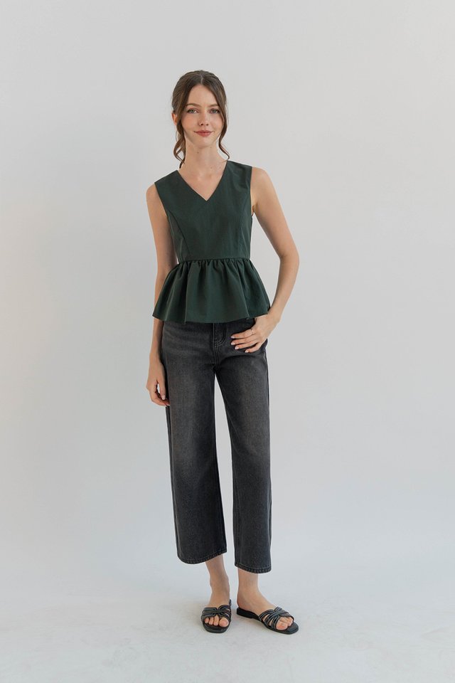 CAMPBELL CROP FLARE DENIM JEANS WASHED BLACK