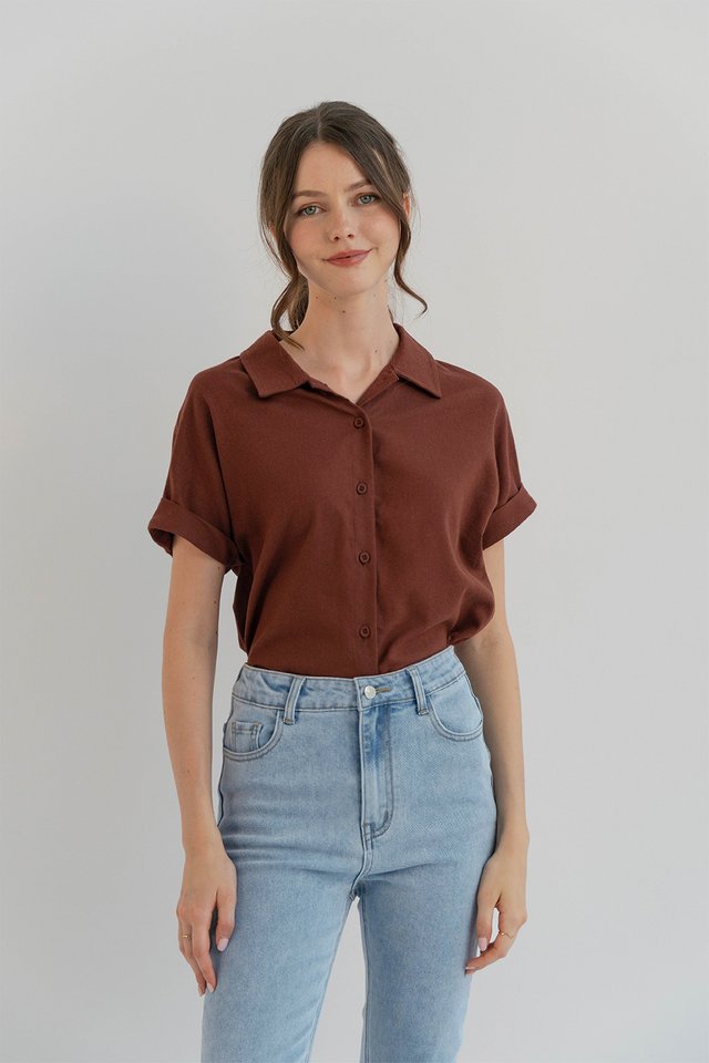 CASS CUFFED SLEEVE SHIRT ESPRESSO