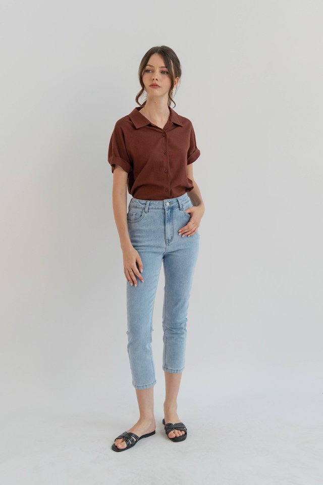CASS CUFFED SLEEVE SHIRT ESPRESSO