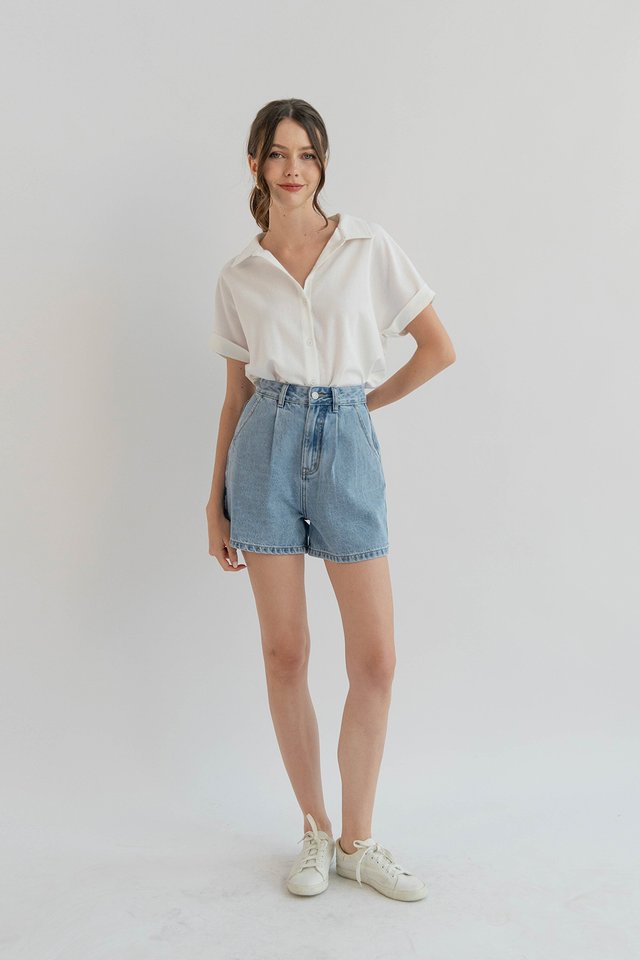 CASS CUFFED SLEEVE SHIRT WHITE