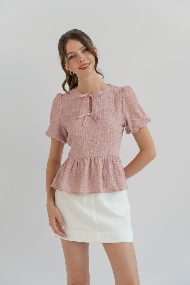 ELEANOR PUFF SLEEVE TOP PINK