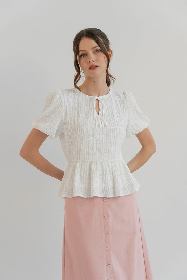 ELEANOR PUFF SLEEVE TOP WHITE