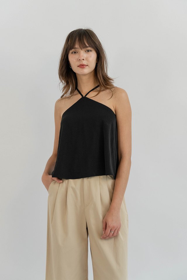 FAY CROSS BACK TOP BLACK