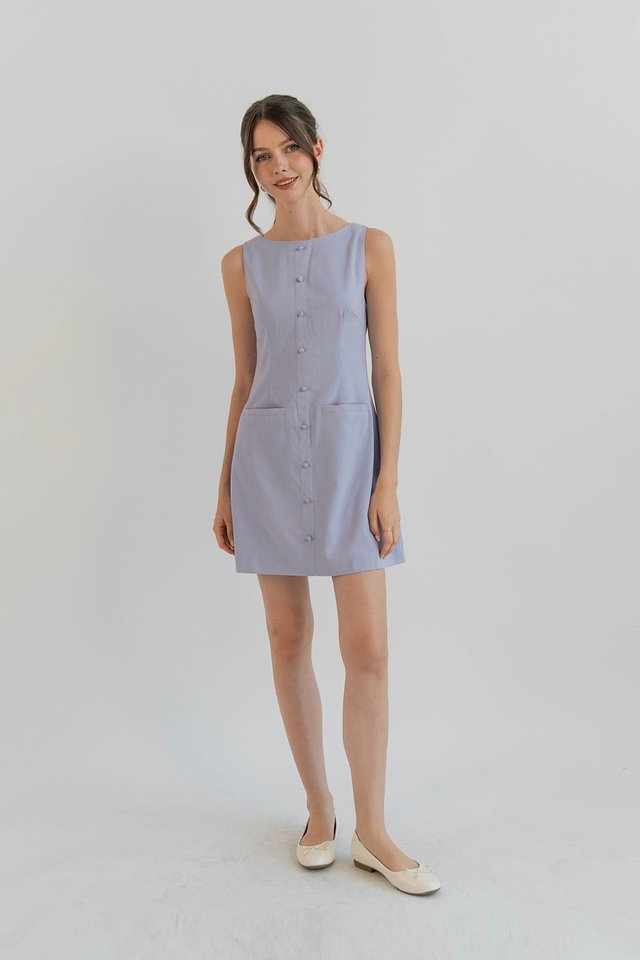 IRISA LINEN SHIFT DRESS PERIWINKLE