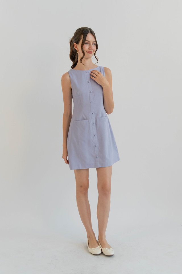 IRISA LINEN SHIFT DRESS PERIWINKLE