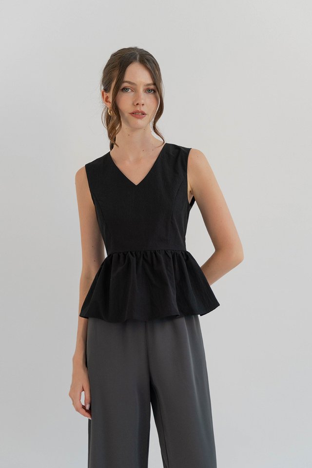JOSIE PEPLUM TOP BLACK