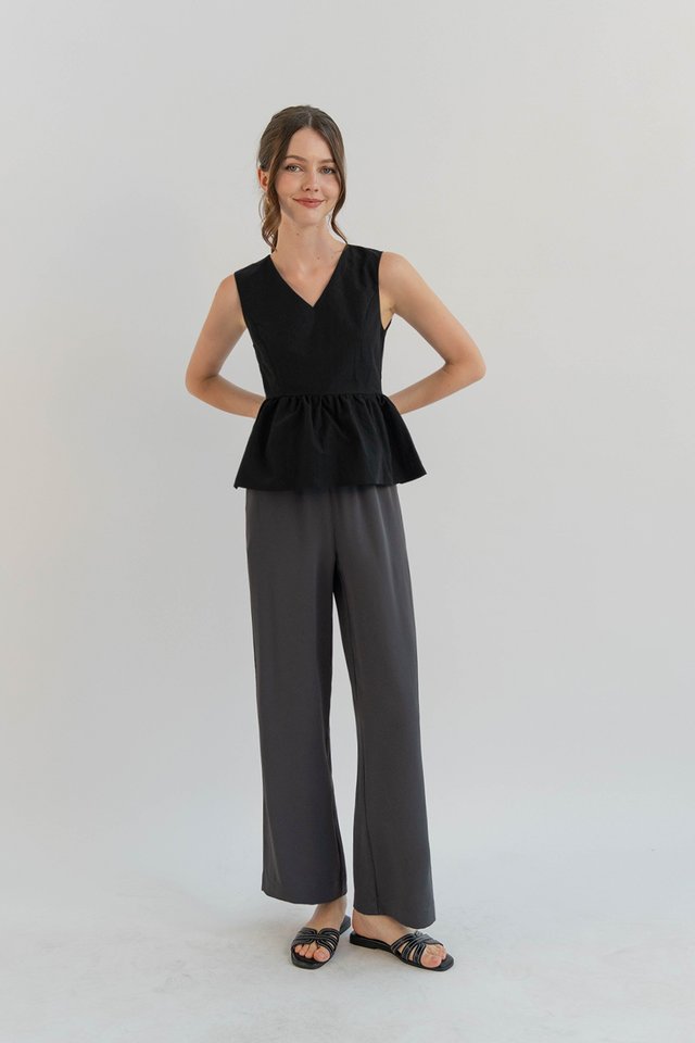 JOSIE PEPLUM TOP BLACK