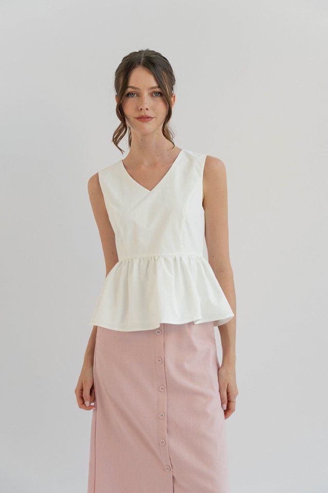 JOSIE PEPLUM TOP WHITE