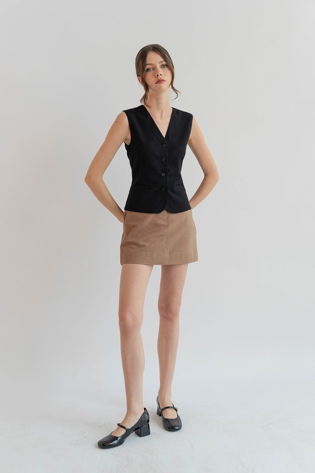 LEIDA LINEN SKORTS ETOUPE