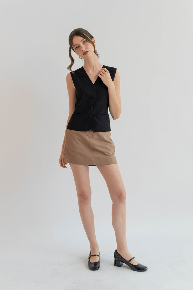 LEIDA LINEN SKORTS ETOUPE