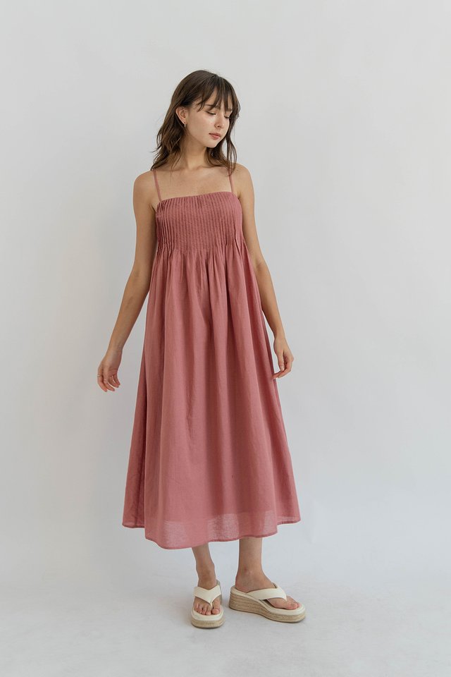 MISA PINTUCK SWING DRESS PINK