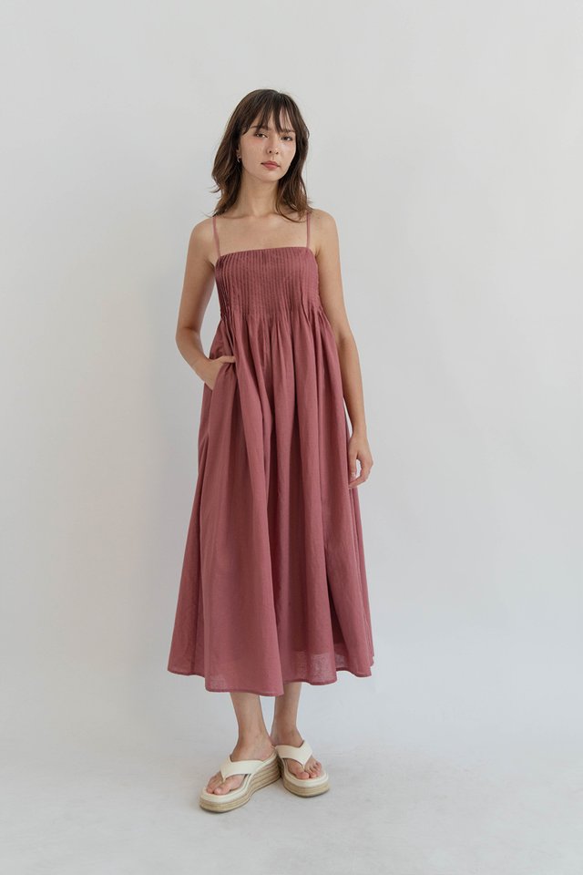 MISA PINTUCK SWING DRESS PINK