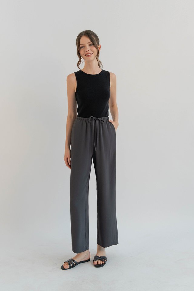 NERO DRAWSTRING LOOSE PANTS CHARCOAL