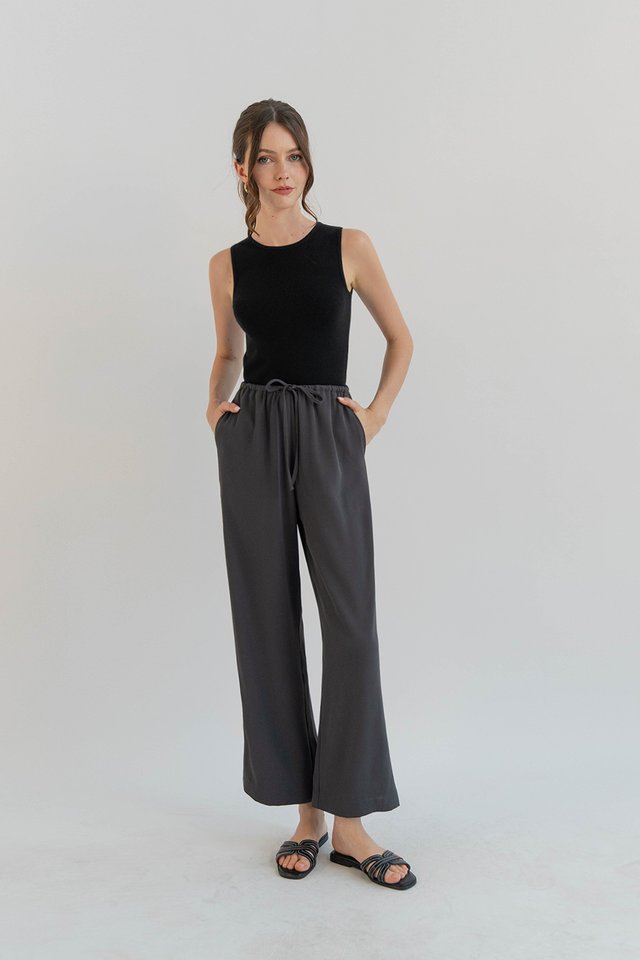 NERO DRAWSTRING LOOSE PANTS CHARCOAL