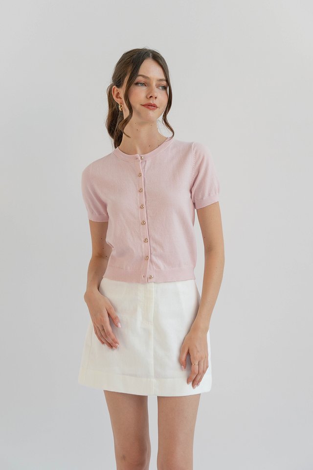NOLAN SHORT SLEEVE KNIT TOP PINK