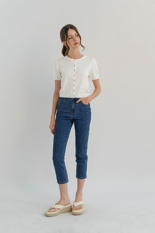 NOLAN SHORT SLEEVE KNIT TOP WHITE