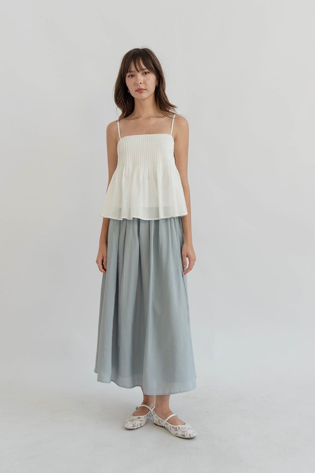 SANA PINTUCK LINEN CAMISOLE TOP WHITE