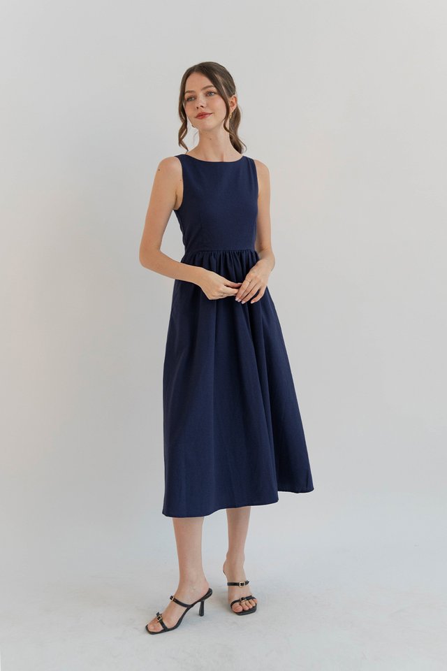 SHAWNA BOATNECK DRESS NAVY
