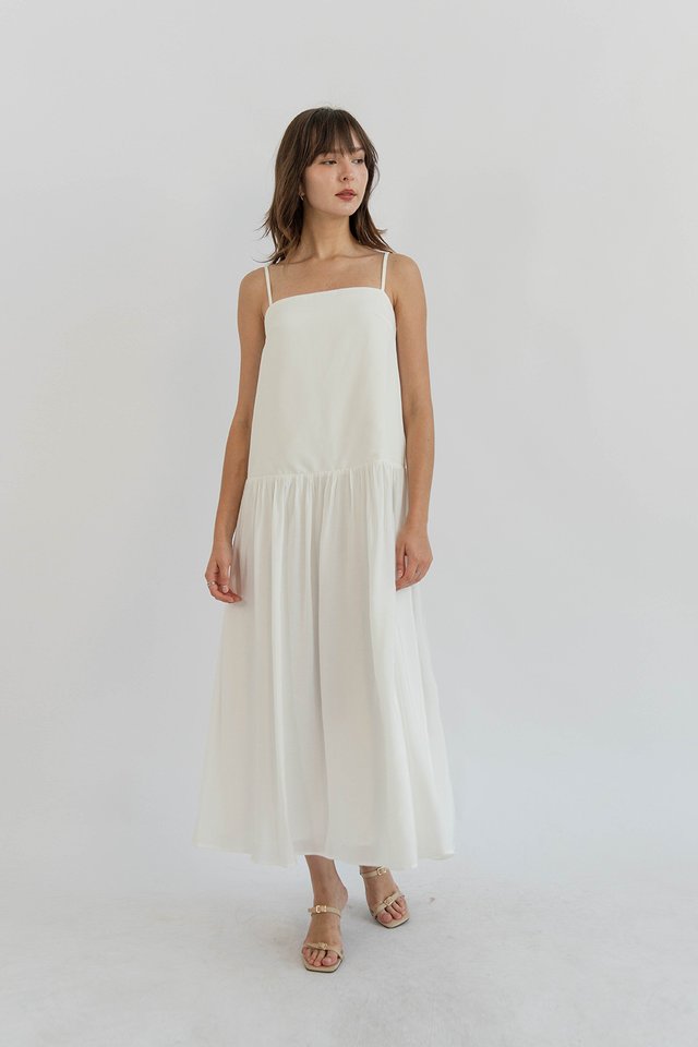 SOFIA LONGLINE DRESS WHITE