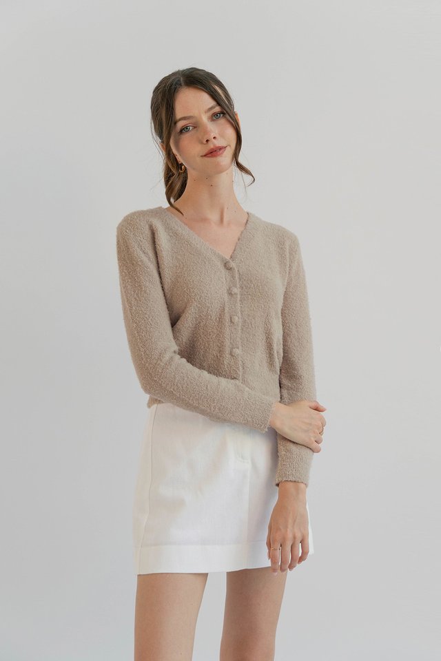 VERA WOOLLY CARDIGAN GREIGE