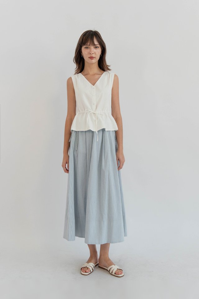 AURELIA SIDE TIE SKIRT STRIPED BLUE