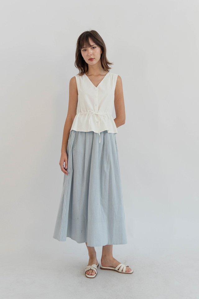 AURELIA SIDE TIE SKIRT STRIPED BLUE