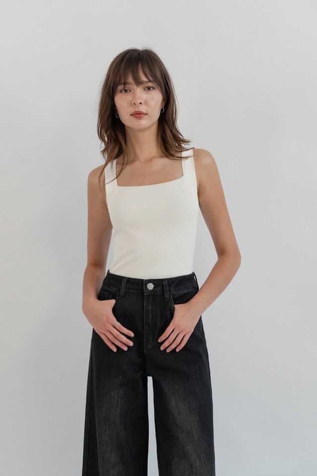 BESS HALTER KNIT TOP WHITE