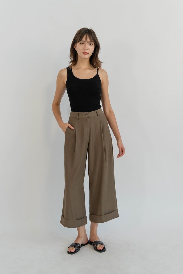 BRADLEY CUFFED ANKLE PANTS WALNUT